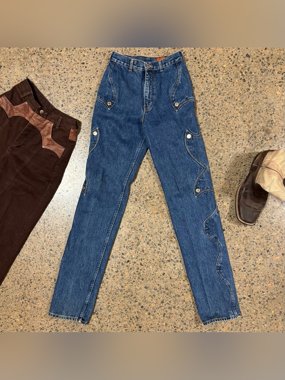 Vintage Lawman High Rise Straight Leg Western Jeans (5) Rodeo, Denim, VTG, Blue